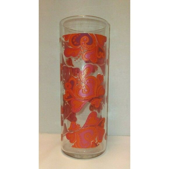Valentine Hearts Vase 9" Tall Cylinder Indiana Glass w/ 3 1/4" Diameter - Picture 2 of 5